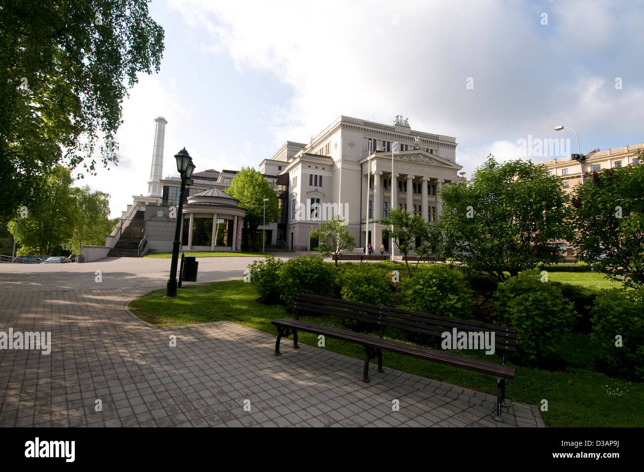 The Latvian National Opera House in Kronvadda park next to Riga Old ...