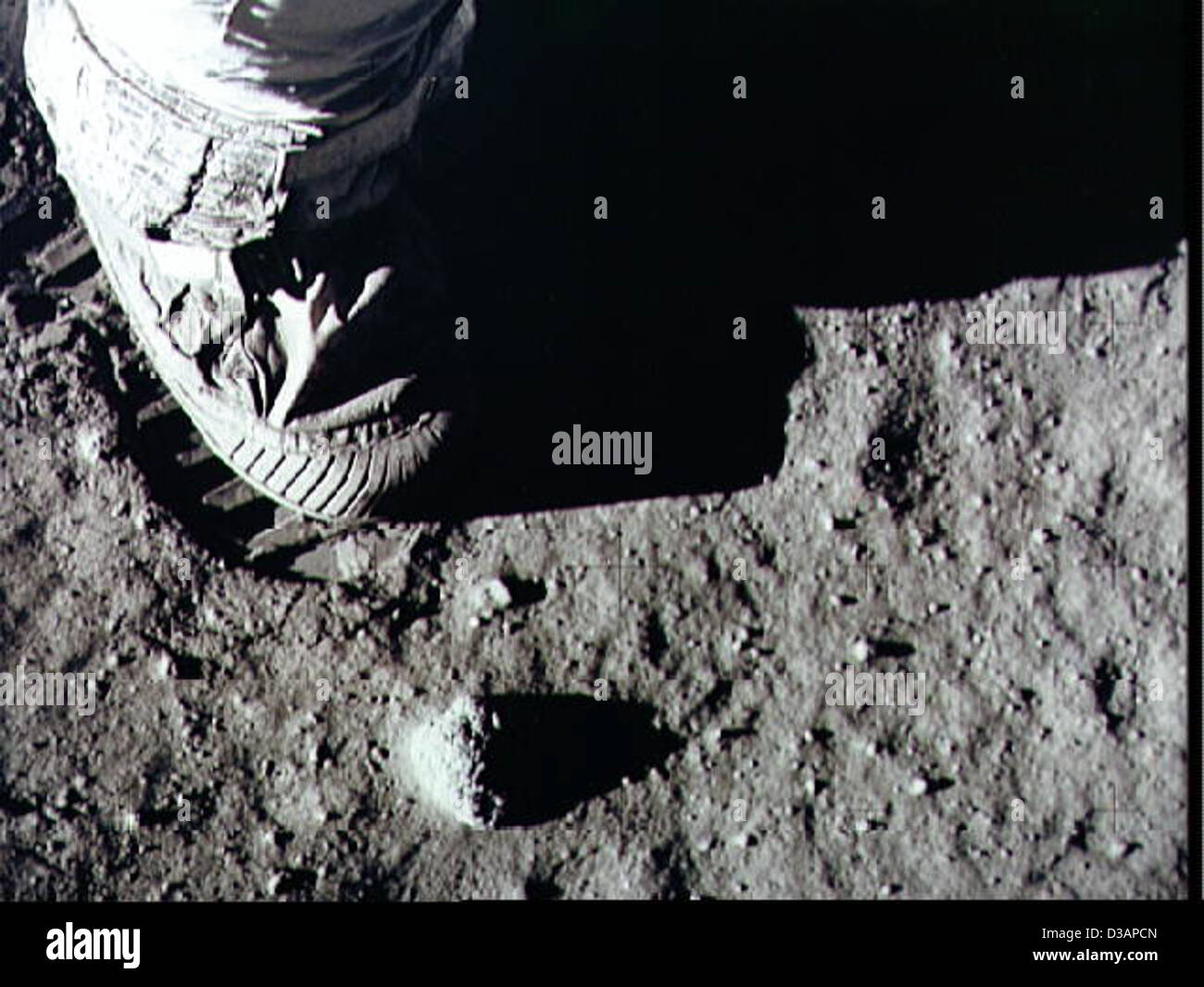 Apollo 11: Astronaut Footprint on the Moon (NASA, Moon, 6/23/09) Stock Photo