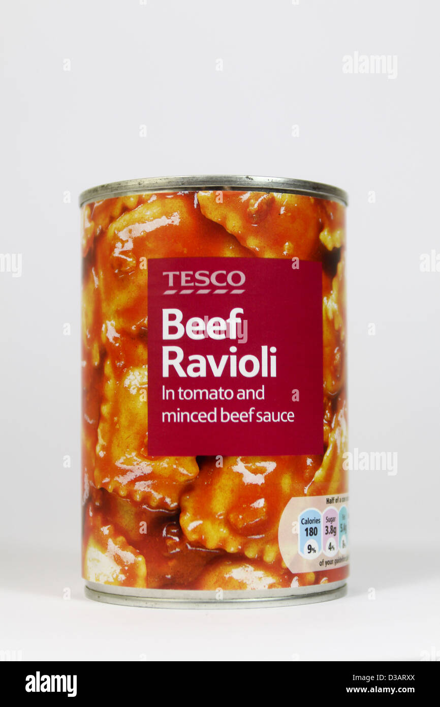 Tesco own brand tinned beef ravioli Stock Photo Alamy