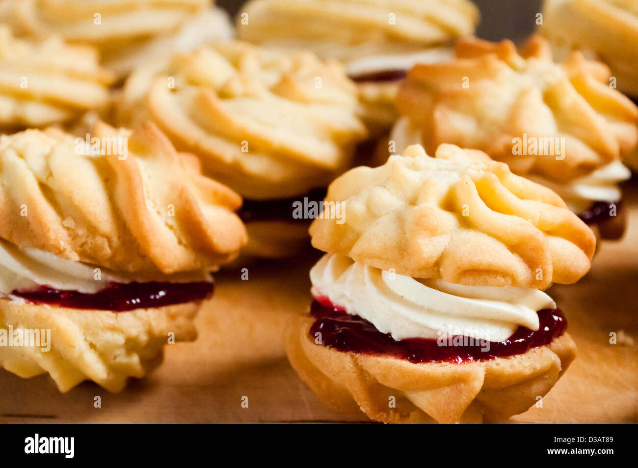 Viennese whirls , or melting moments. Stock Photo