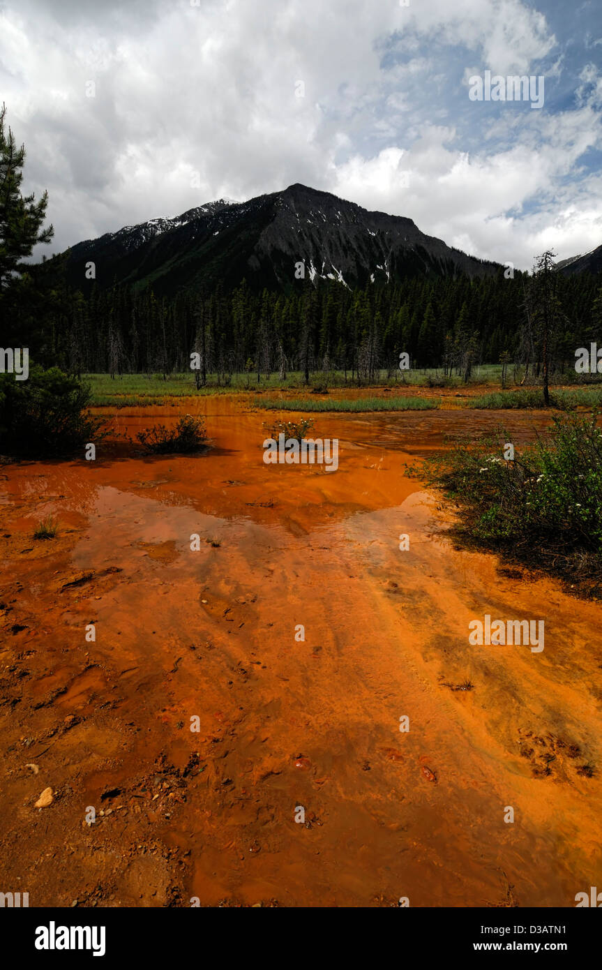 Paint Pots Kootenay National Park British Columbia Canada ochre color colored beds clay soil sacred site First Nations Indians Stock Photo