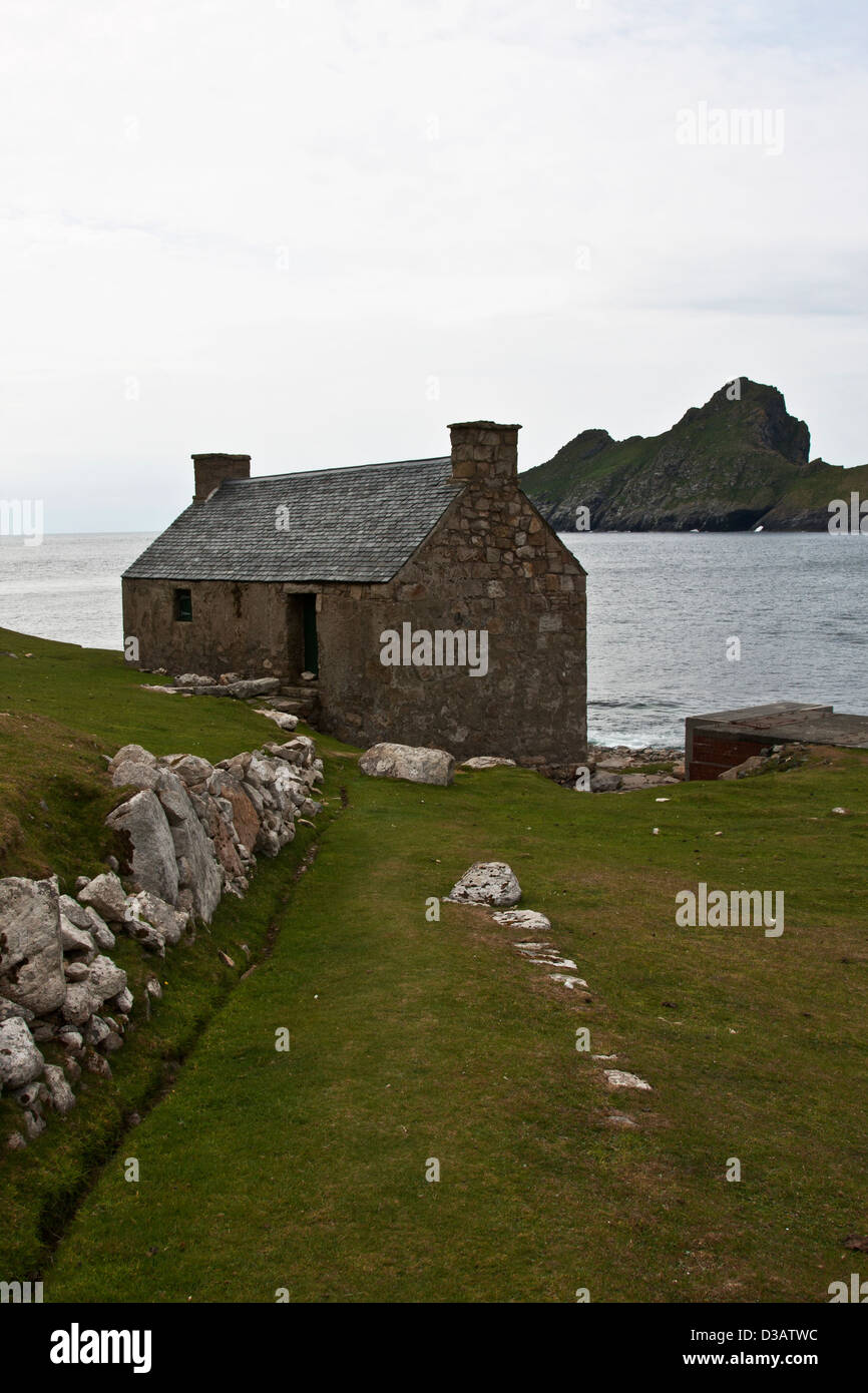 Scotland, United Kingdom, Great Britain, Outer Hebrides, Western Islands, St Kilda, Hirta, stone Cottage Stock Photo