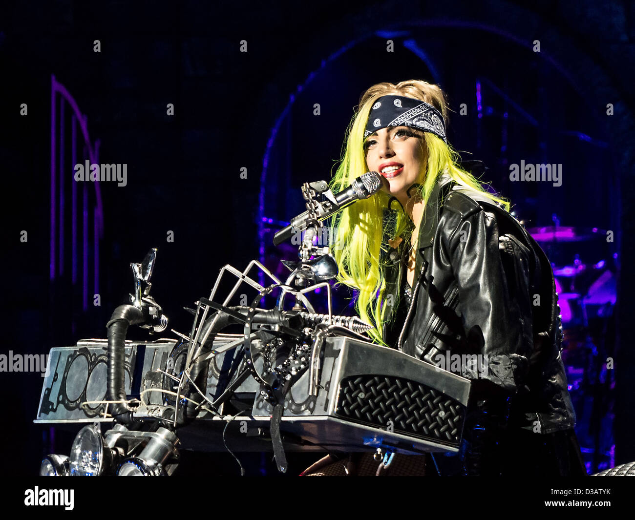 American singer Lady Gaga performs during her Born This Way Ball tour in Toronto, Ontario, Canada on Friday February 9, 2013. Stock Photo