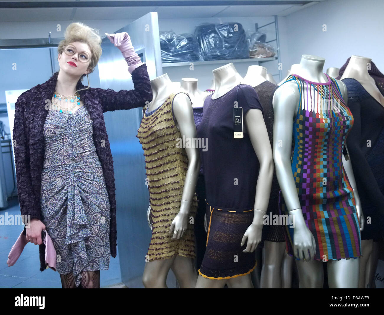 New York, USA. 14th February 2013.  Model KELSEY VOGELZANG backstage at the Byron Lars fashion show. (Credit Image: Credit:  John Marshall Mantel/ZUMAPRESS.com/Alamy Live News) Stock Photo