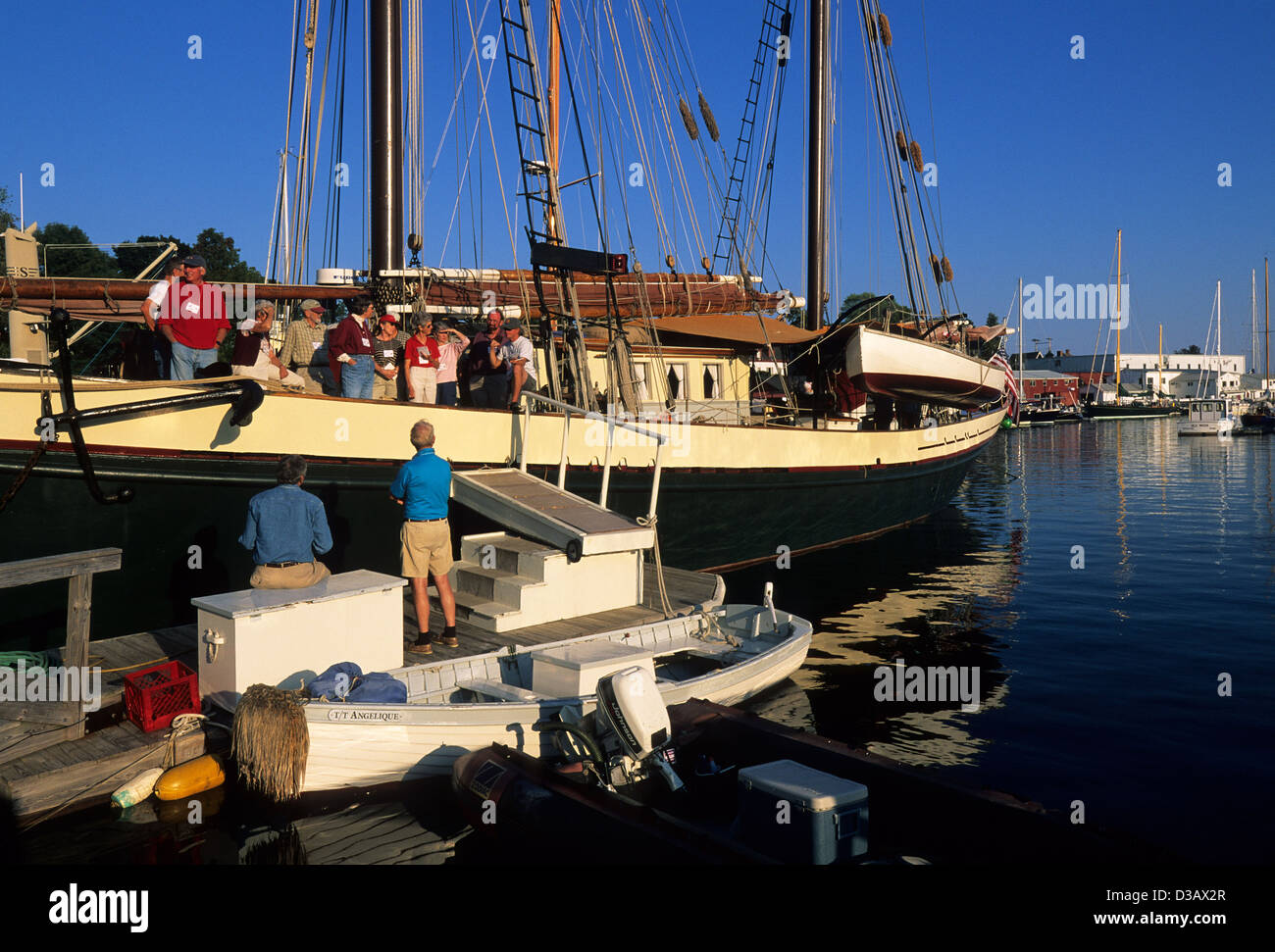 Elk282-1634 Maine, Camden, harbor with modern schooners Stock Photo
