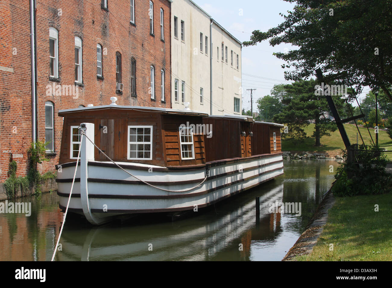 Canal and Boat. Canal boat on a restored section of the Miami Erie