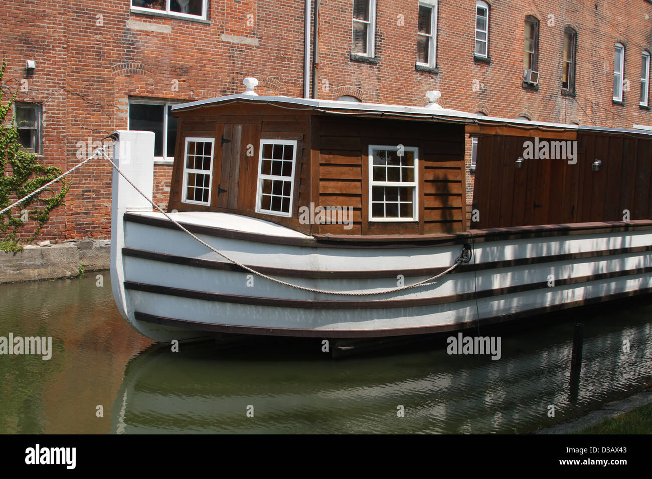 Canal and Boat. Canal boat on a restored section of the Miami Erie