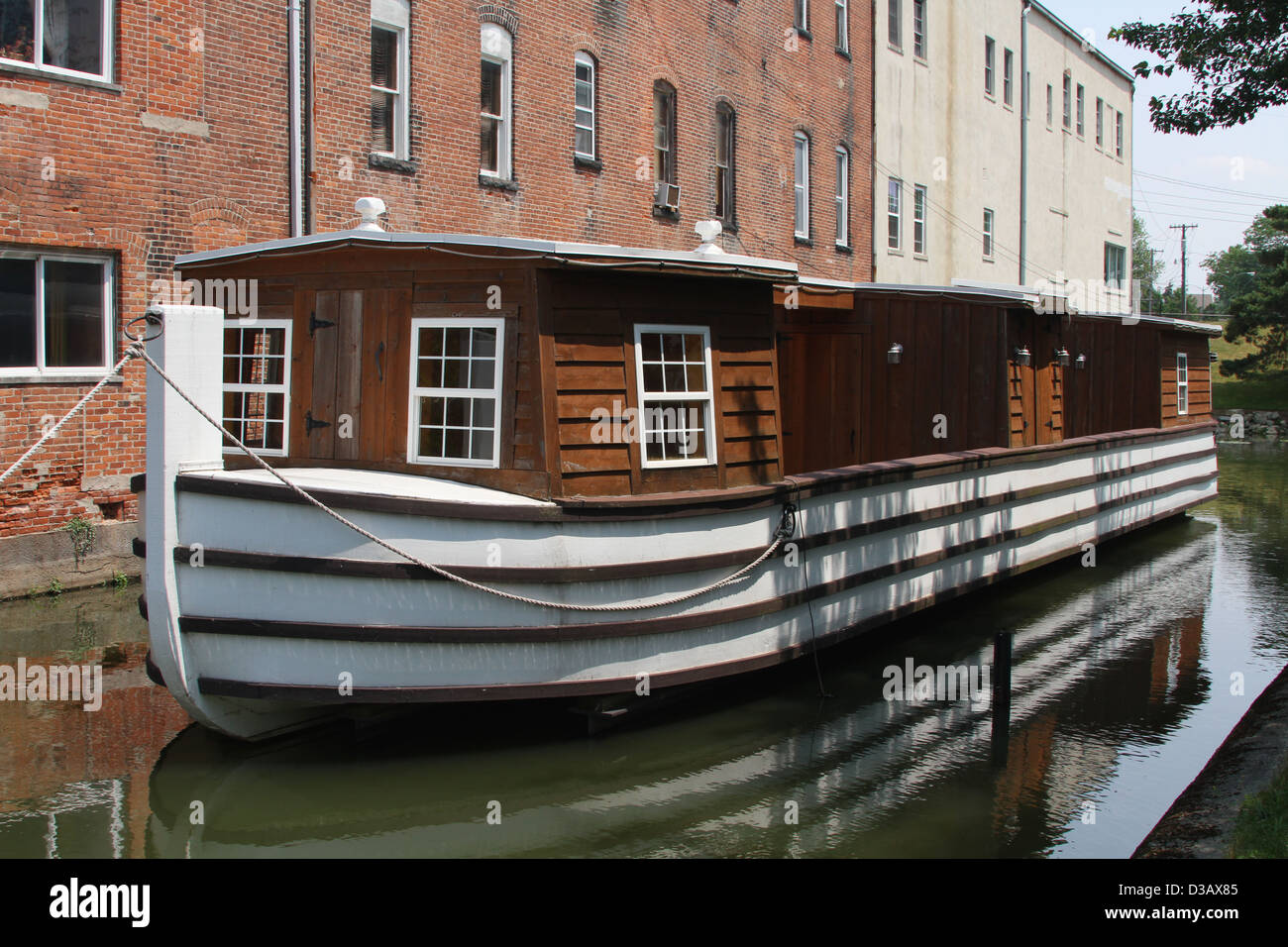 Canal and Boat. Canal boat on a restored section of the Miami Erie