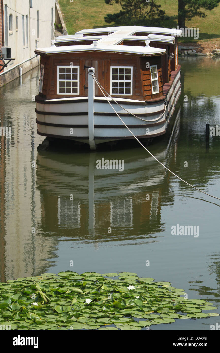 Canal and Boat. Canal boat on a restored section of the Miami Erie