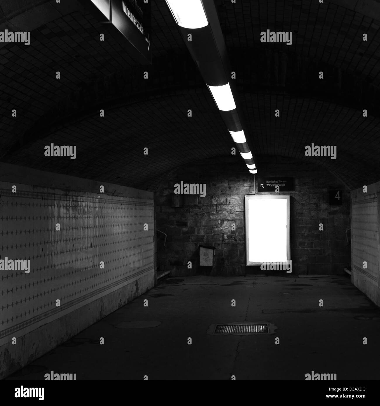 Railway station tunnel Stock Photo