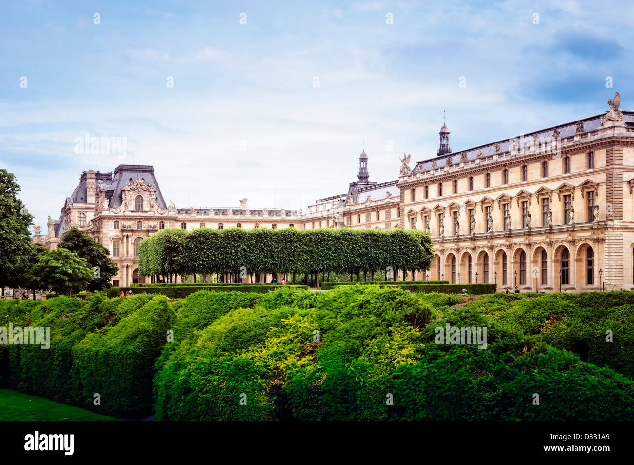 Louvre Museum and The Tuileries Garden in Paris. Stock Photo