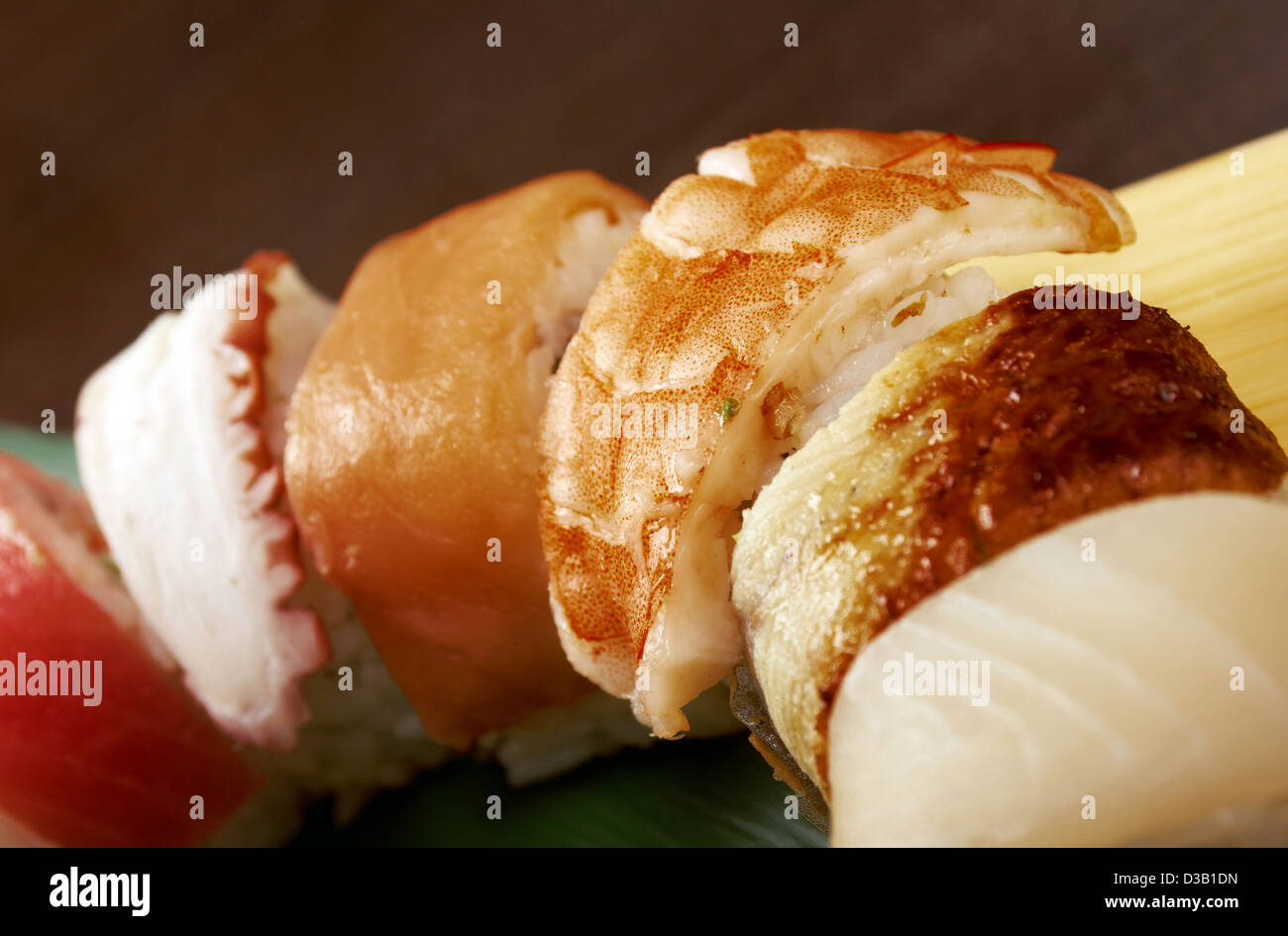 Japanese sushi traditional japanese food.Roll made of Smoked fish Stock Photo