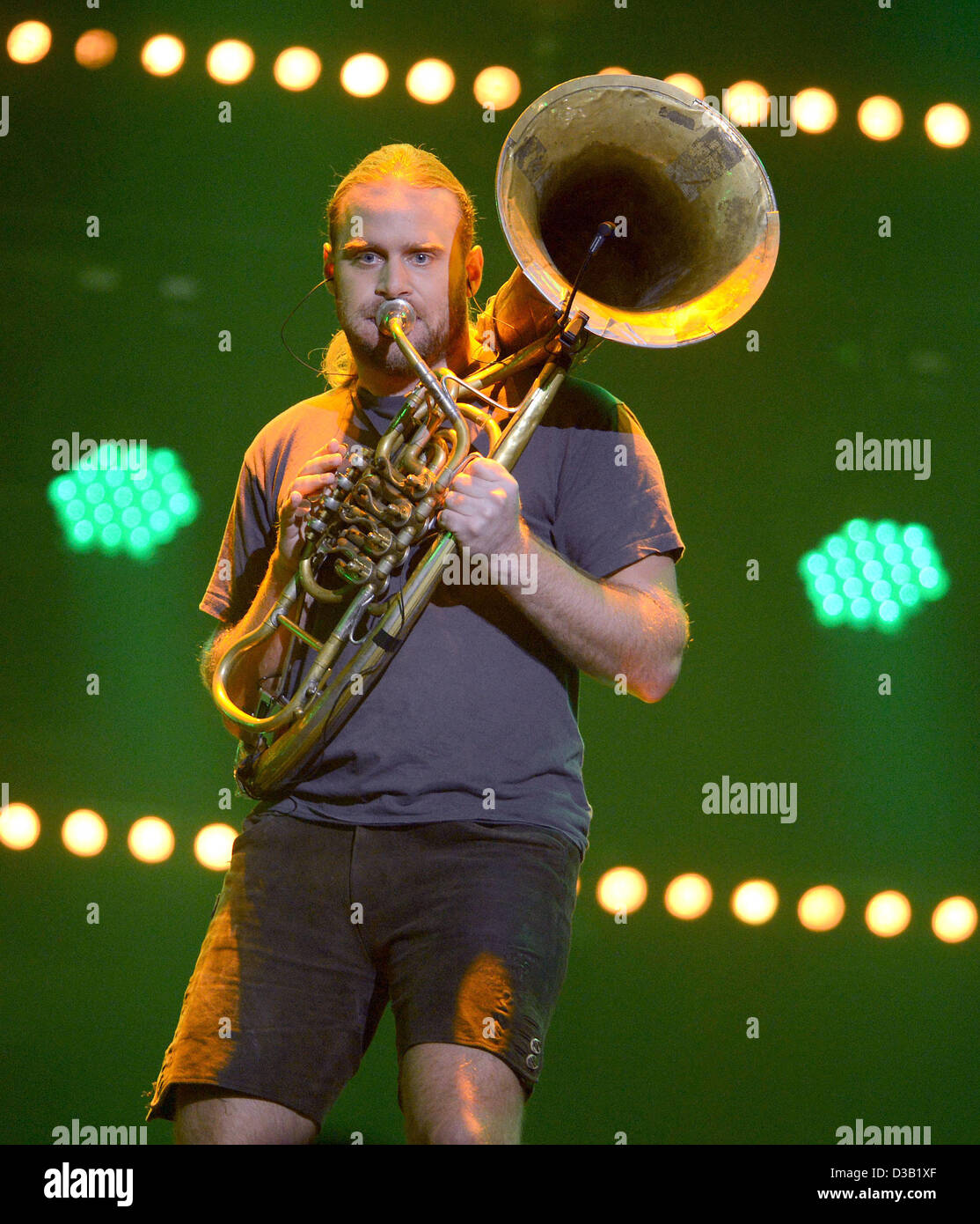 Hanover, Germany. 14th February 2013. Andreas Martin Hofmeir performs in the German trials for the 'Eurovision Song Contest 2013 - Our Song for Malmo' in Hanover, Germany. The band Cascada won and will travel to Malmo as Germany's representative. Photo: Julian Stratenschulte/dpa/Alamy Live News Stock Photo