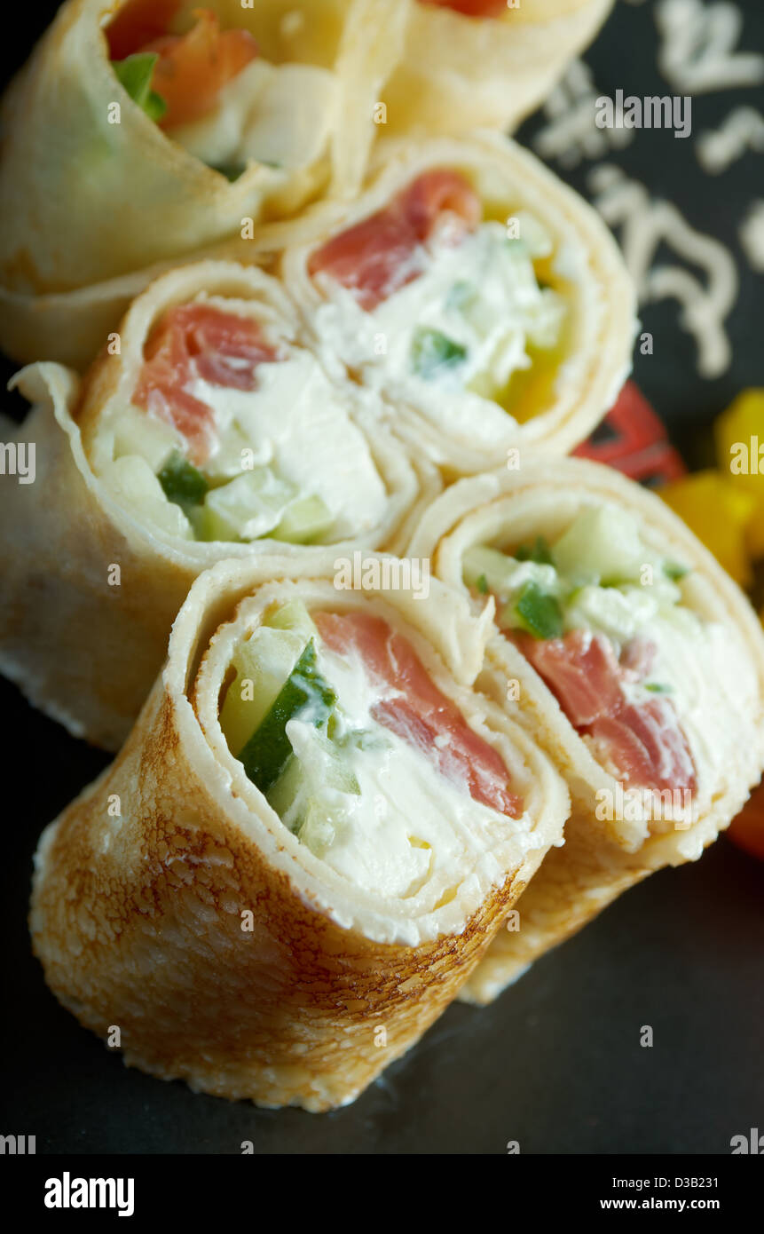 Chinese or Thai-style vegetable spring rolls  Stock Photo