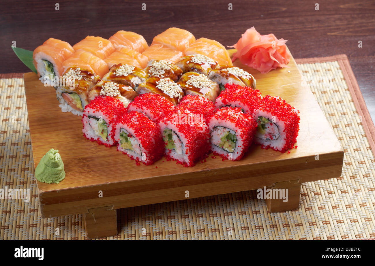 set of japanese sushi. traditional japanese food Stock Photo