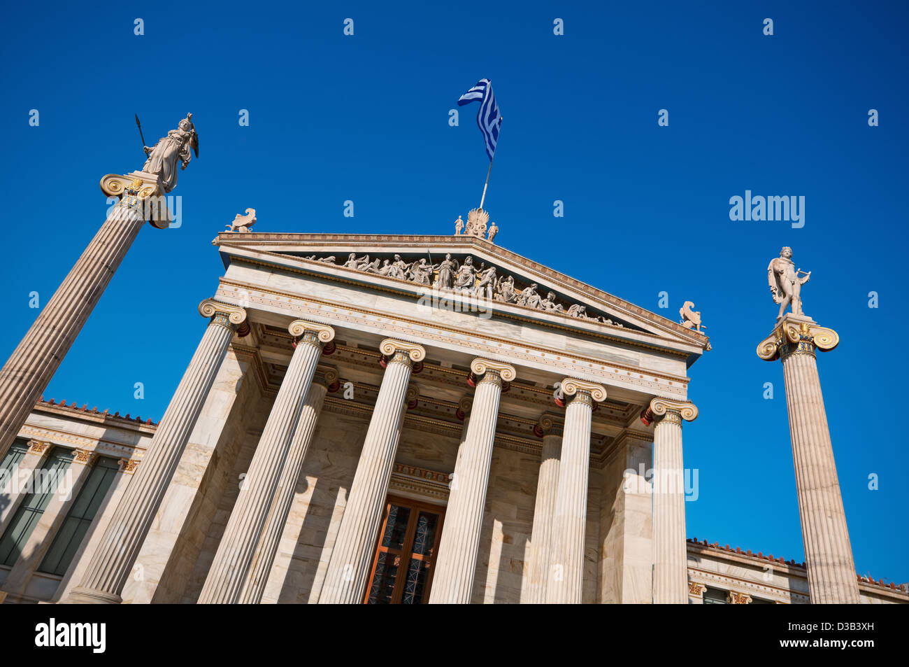 Academy Of Athens On The Columns Are Goddess Athena And Apollo Stock