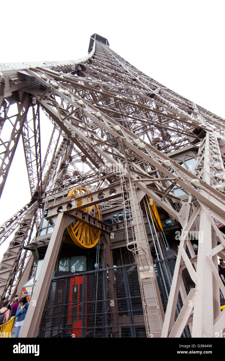 France, Paris, part of the Eiffel tower structure. Stock Photo