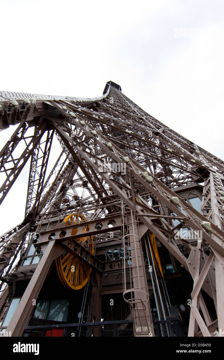 France, Paris, part of the Eiffel tower structure. Stock Photo