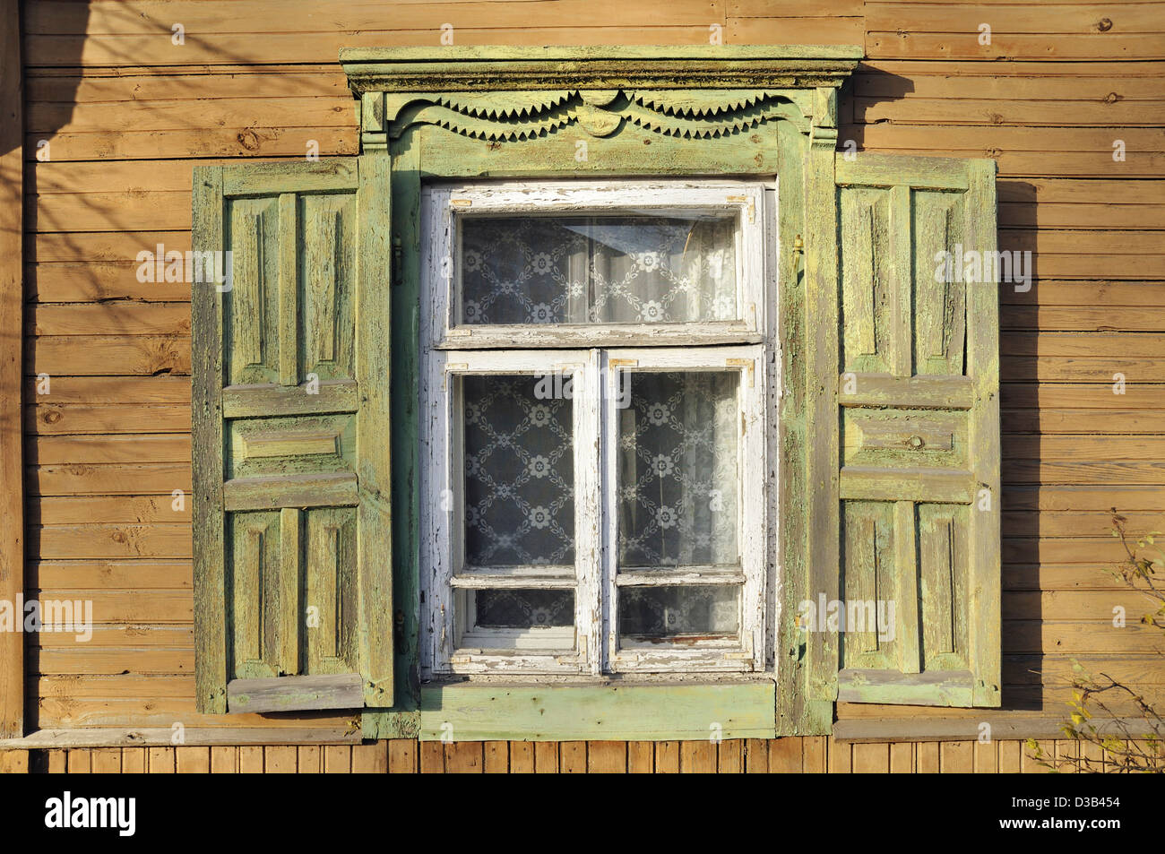 old style window with open wooden shutters Stock Photo Alamy