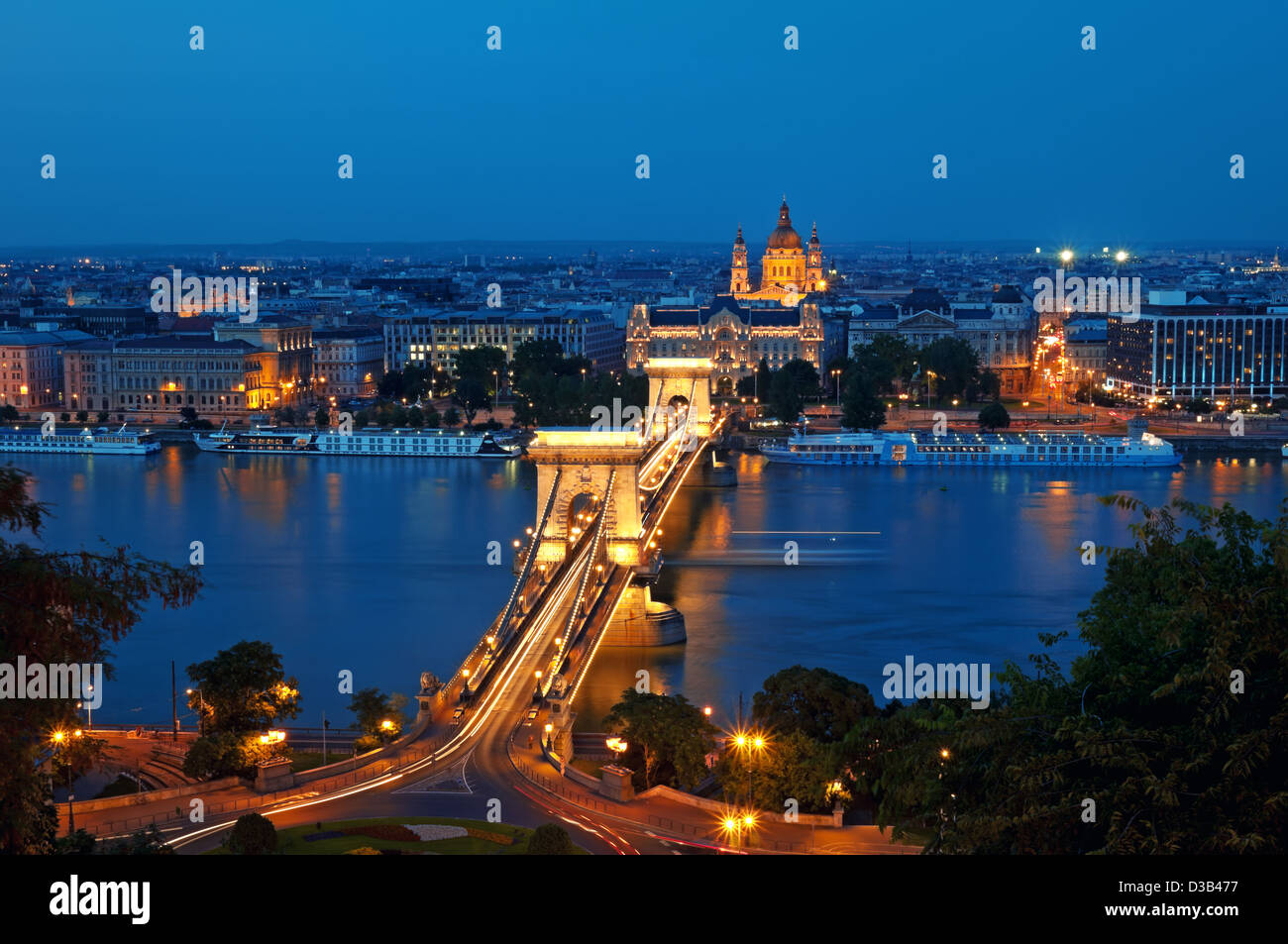 Budapest skyline at night Stock Photo - Alamy