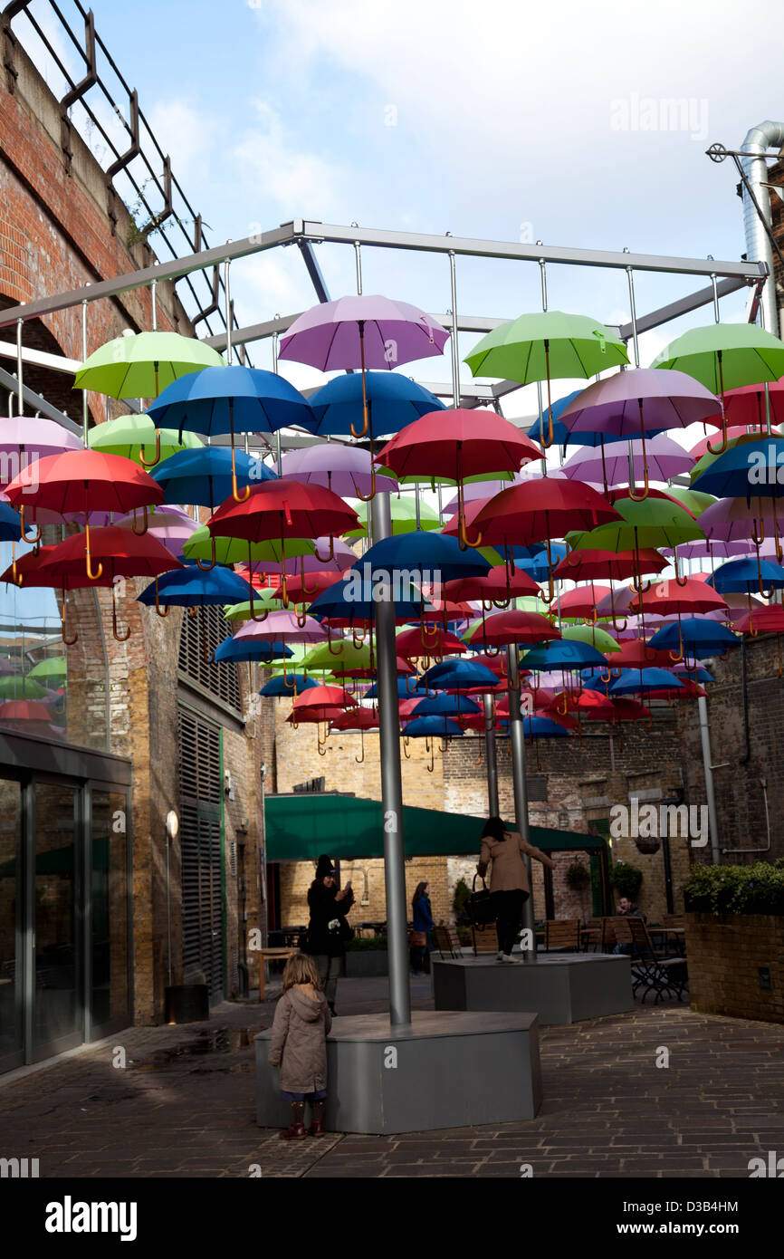 Umbrella Installation at Borough Market in London SE1 - UK Stock Photo