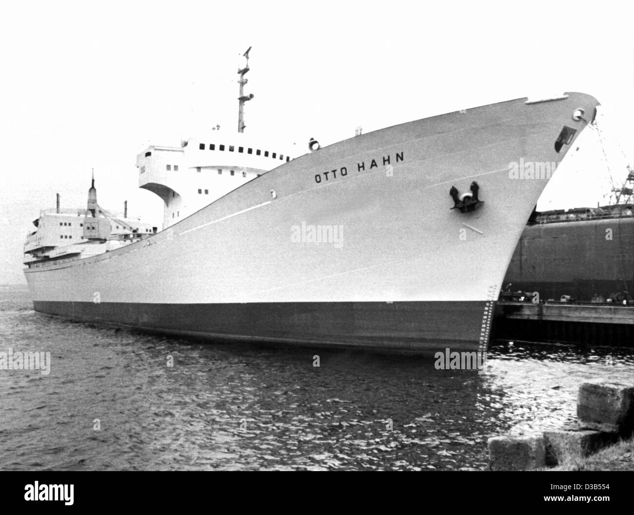 (dpa files) - The first and up to now only German nuclear-powered freighter 'Otto Hahn' (undated filer). The first European nuclear experimental ship for the merchant marine was christened on 13 June 1964 under the presence of its eponym, Nobel Prize winner Otto Hahn, discoverer of nuclear fission.  Stock Photo
