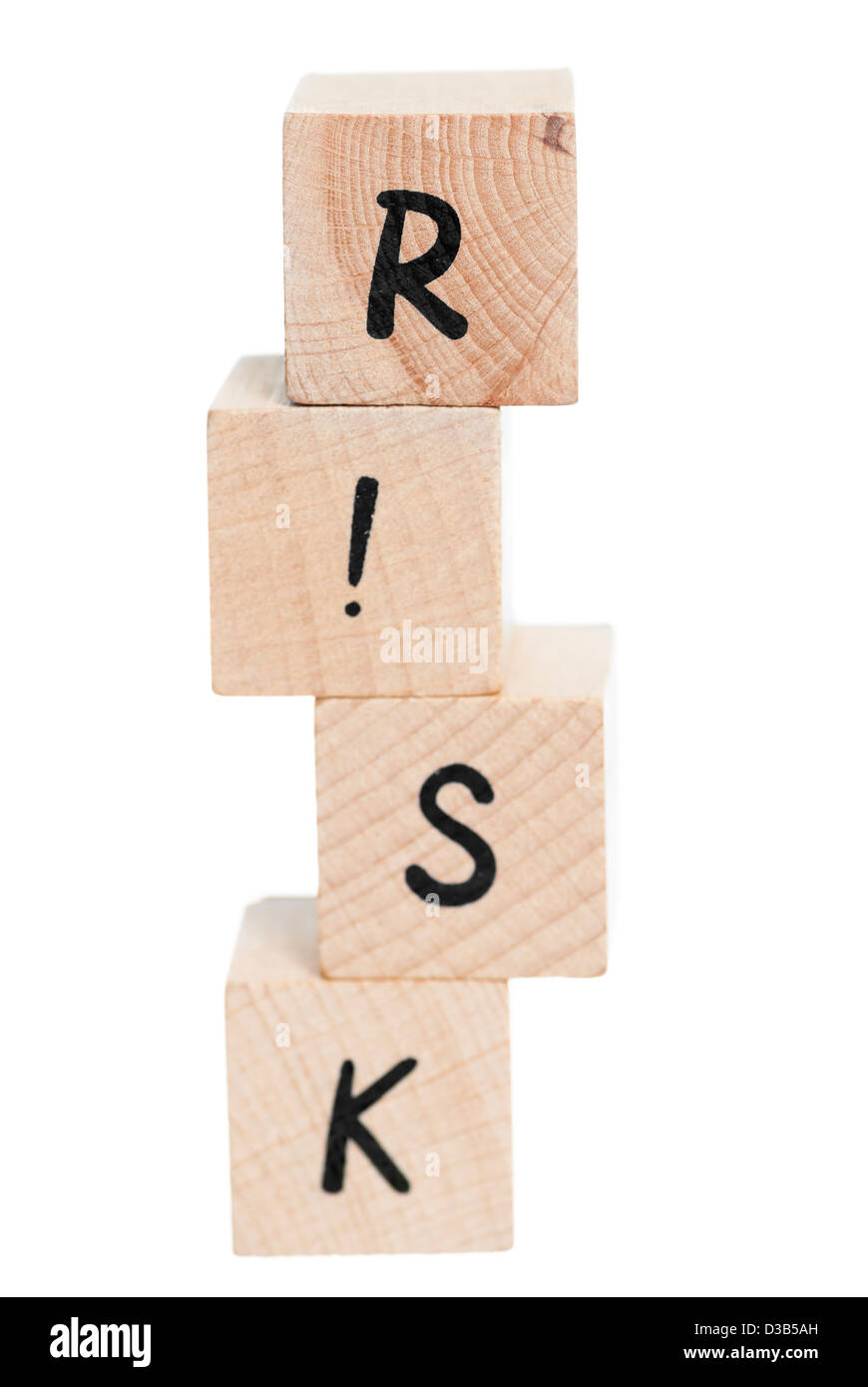 Risk spelt with exclamation mark. Stock Photo