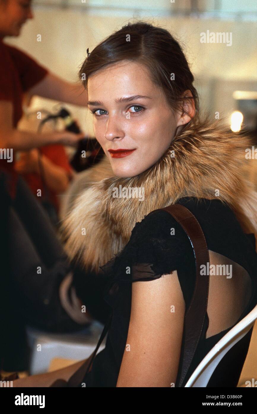 Etro Milan Ready to Wear S S Estonian model Carmen Kass wearing red and  blue greek goddess dress with beading details Stock Photo - Alamy