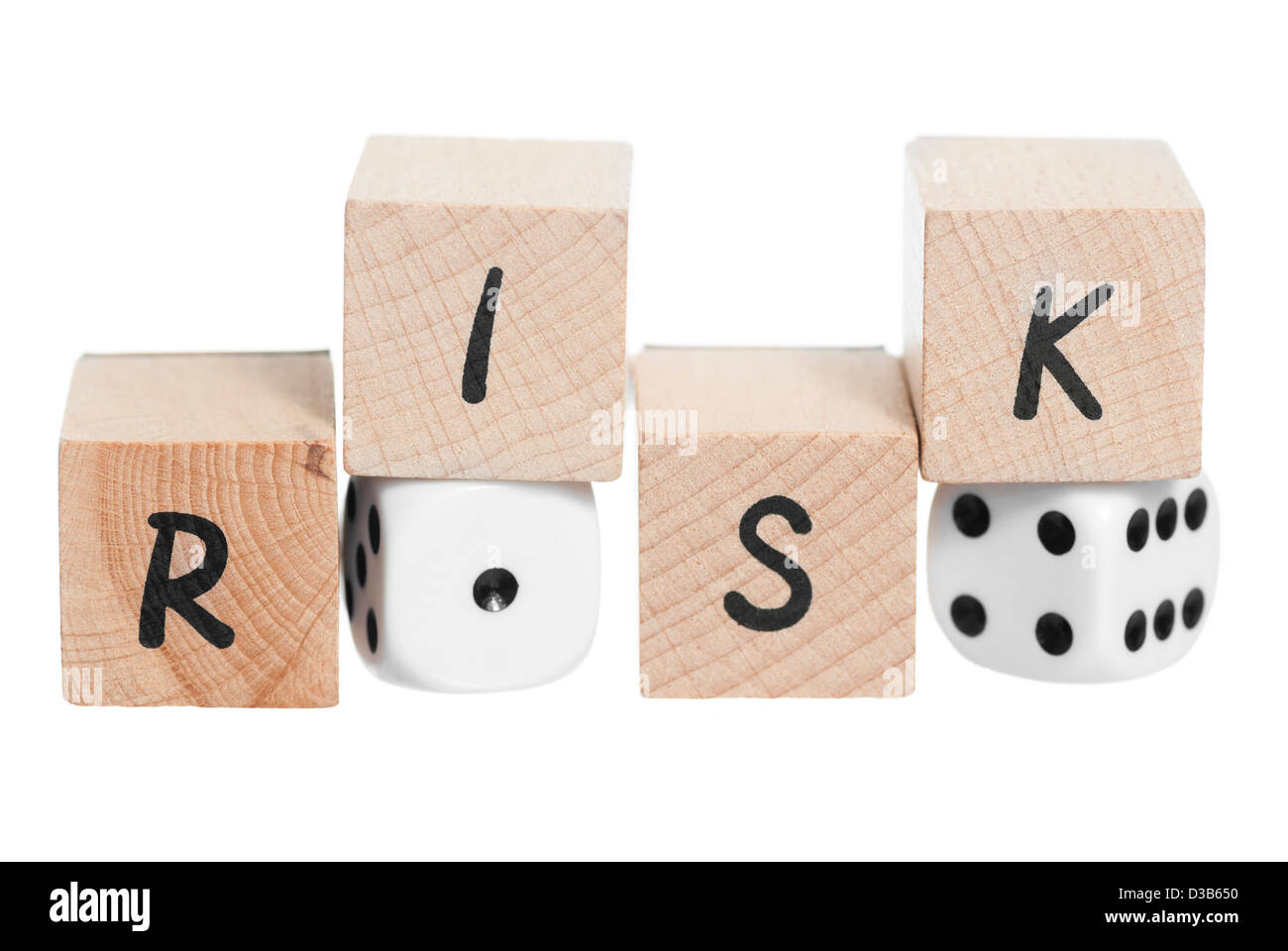 Risk spelt with wooden blocks. White background. Stock Photo