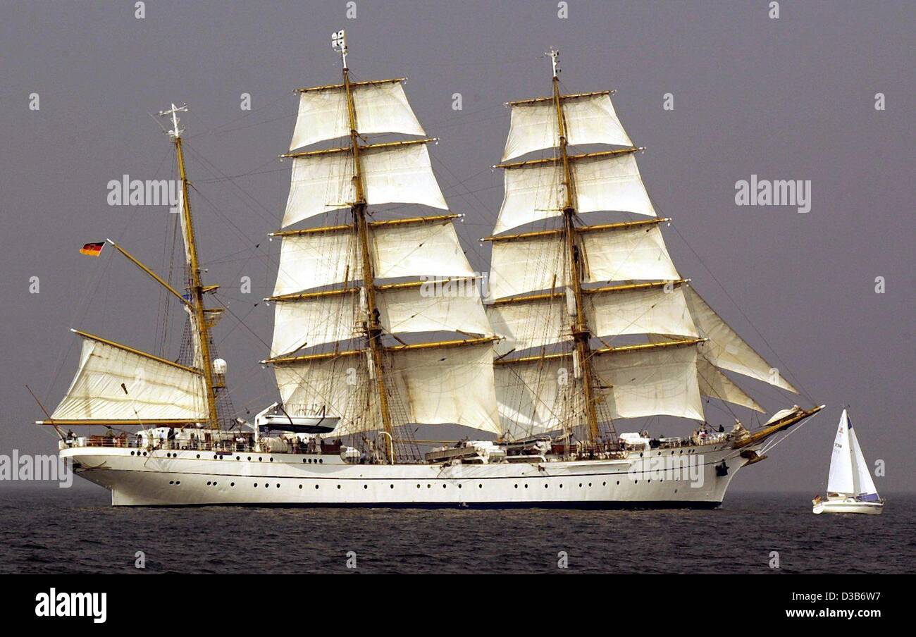 (dpa) A view of 'Gorch Fock', the training sailing ship of the German