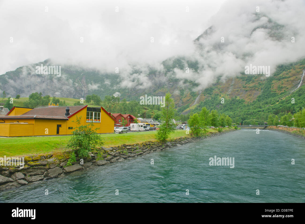 Landscape Flam, from Flamsbana train Sognefjord Aurland Stock Photo