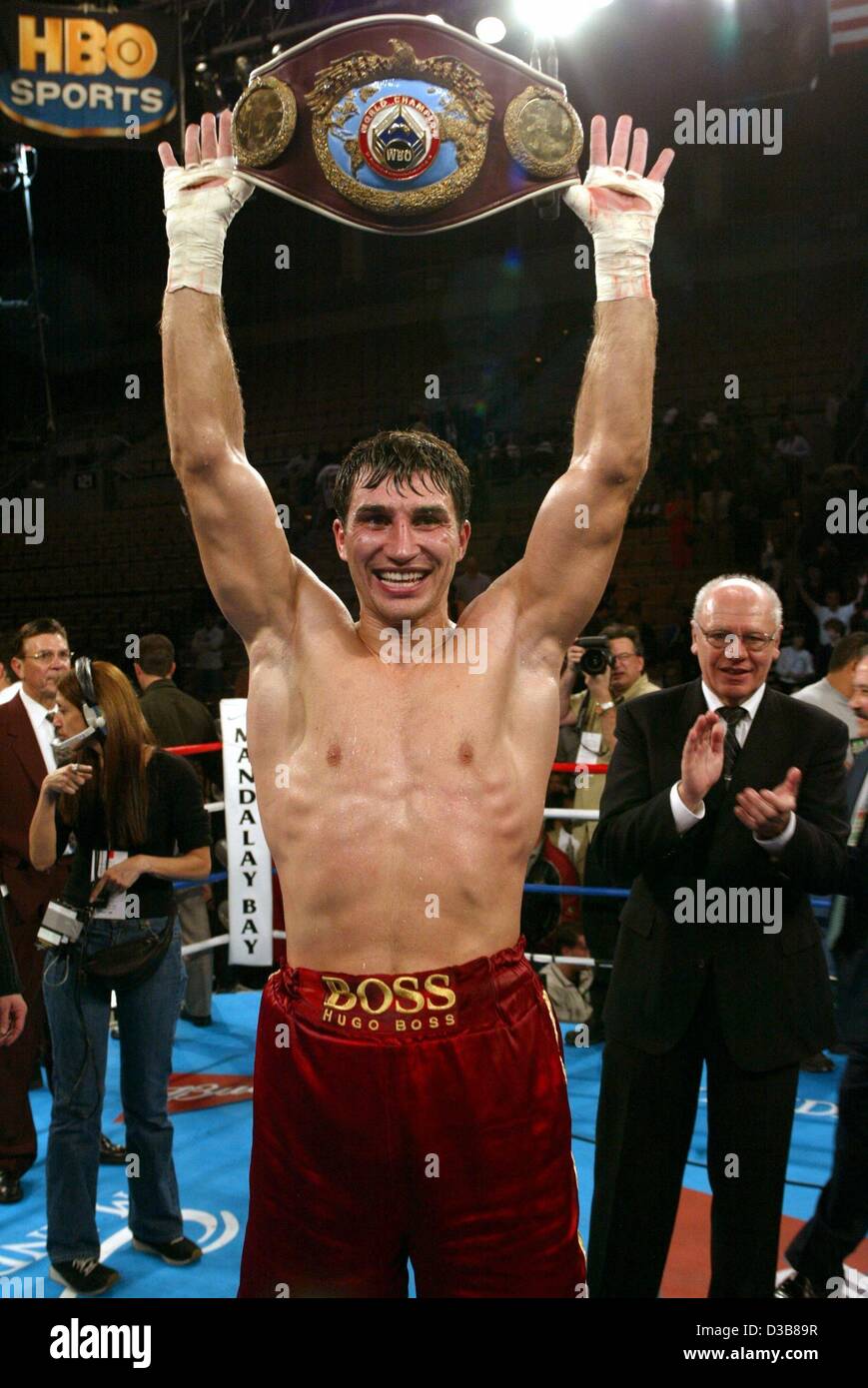 The heavyweight boxer Wladimir Klitschko shortly after winning his WBO