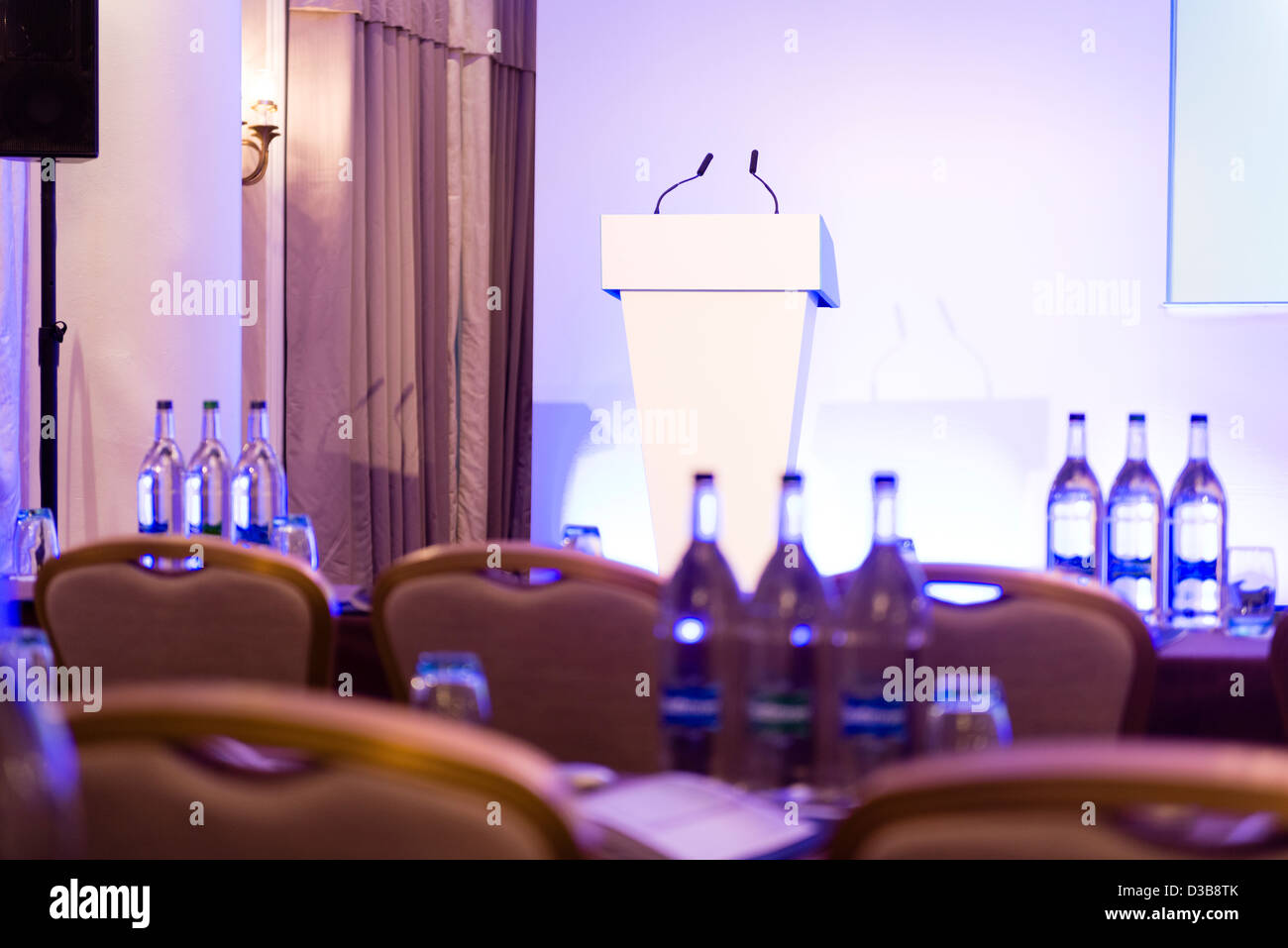 Empty conference podium. Stock Photo