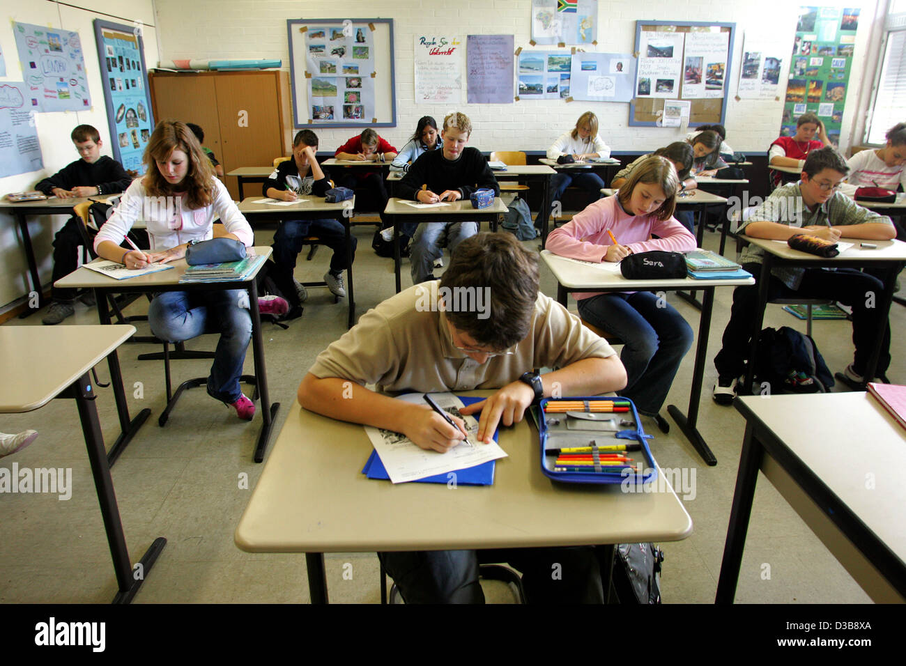 Education edu schools upbringing classroom desks chair female male