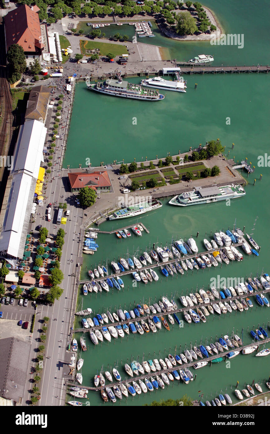 (dpa) - The aerial picture dated 03 July 2005 shows the boardwalk and harbour of Konstanz at Lake Constance, Germany. Stock Photo