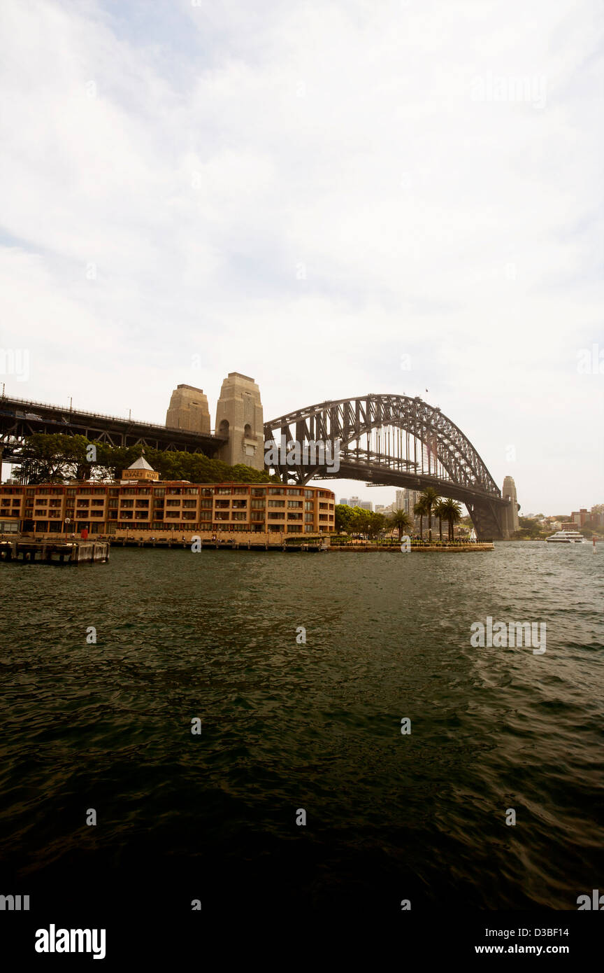 Views of the Sydney Harbour Bridge spanning the Sydney harbour connecting the Sydney central business district (CBD) and the North Shore. Stock Photo