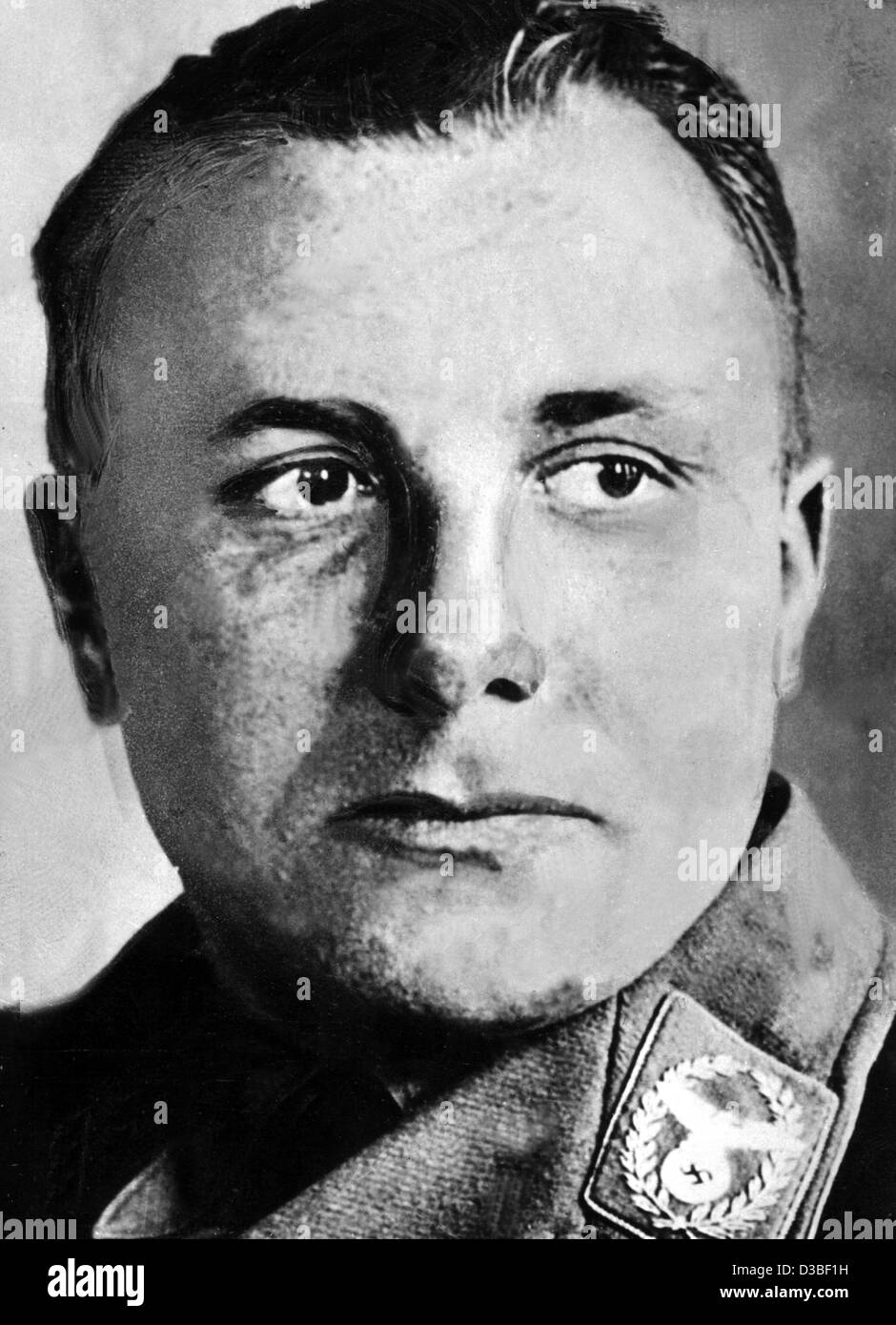 (dpa files) - An undated photo shows Martin Bormann, Adolf Hitler's secretary. Bormann was with Hitler and Goebbels in Hitler's subterranean bunker on 30 April 1945 and since was presumed dead or captured. Although his whereabouts were unconfirmed at the time of the trial, he was one of the principl Stock Photo