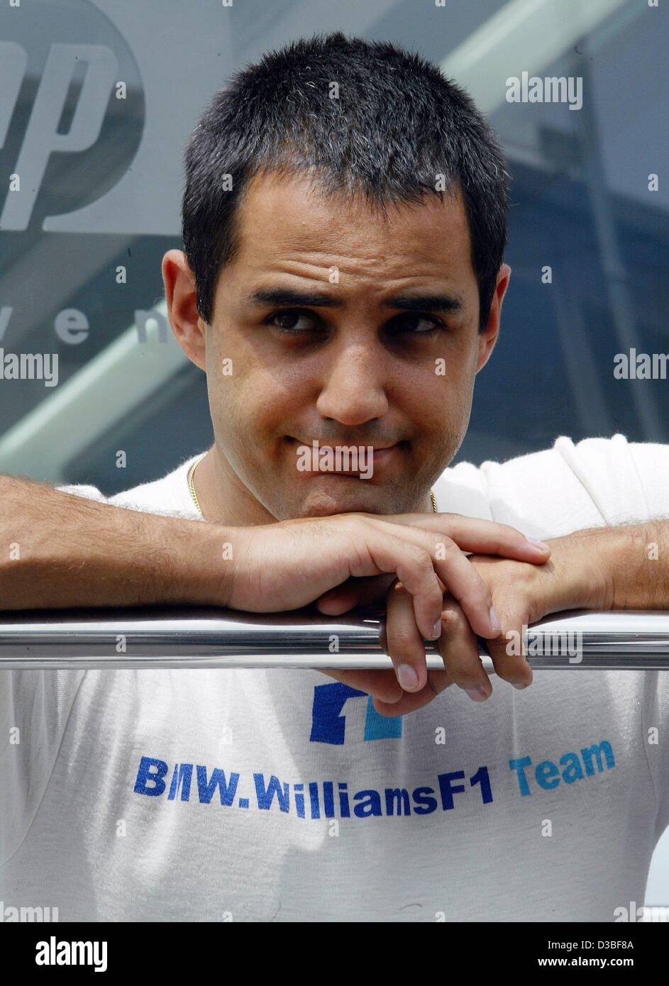 (dpa) - Colombian formula one pilot Juan Pablo Montoya (BMW-Williams) pictured at the Nuerburgring race track, Germany, 28 June 2003. The European Grand Prix took place at the Nuerburgring on 29 June 2003. Stock Photo