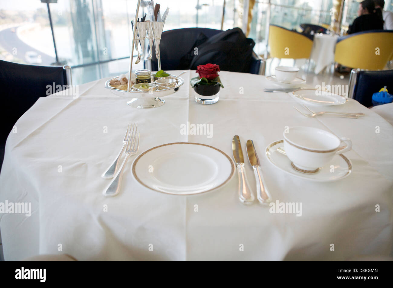 Afternoon tea service at the Burj Al Arab seven star hotel in Dubai UAE