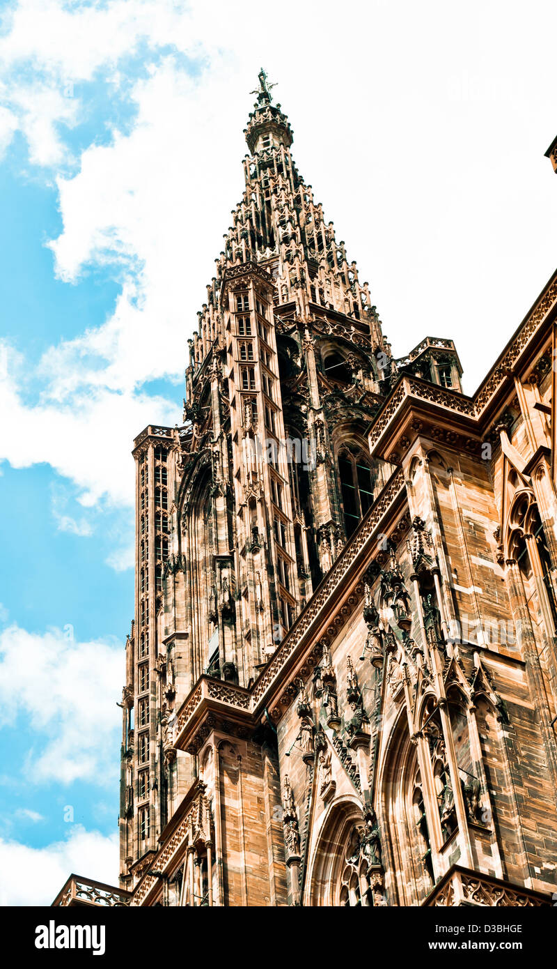 Strasbourg - France, Cathedral, France, Old, High Up, Architecture, Sky, Diminishing Perspective, Church, Tower, Stock Photo