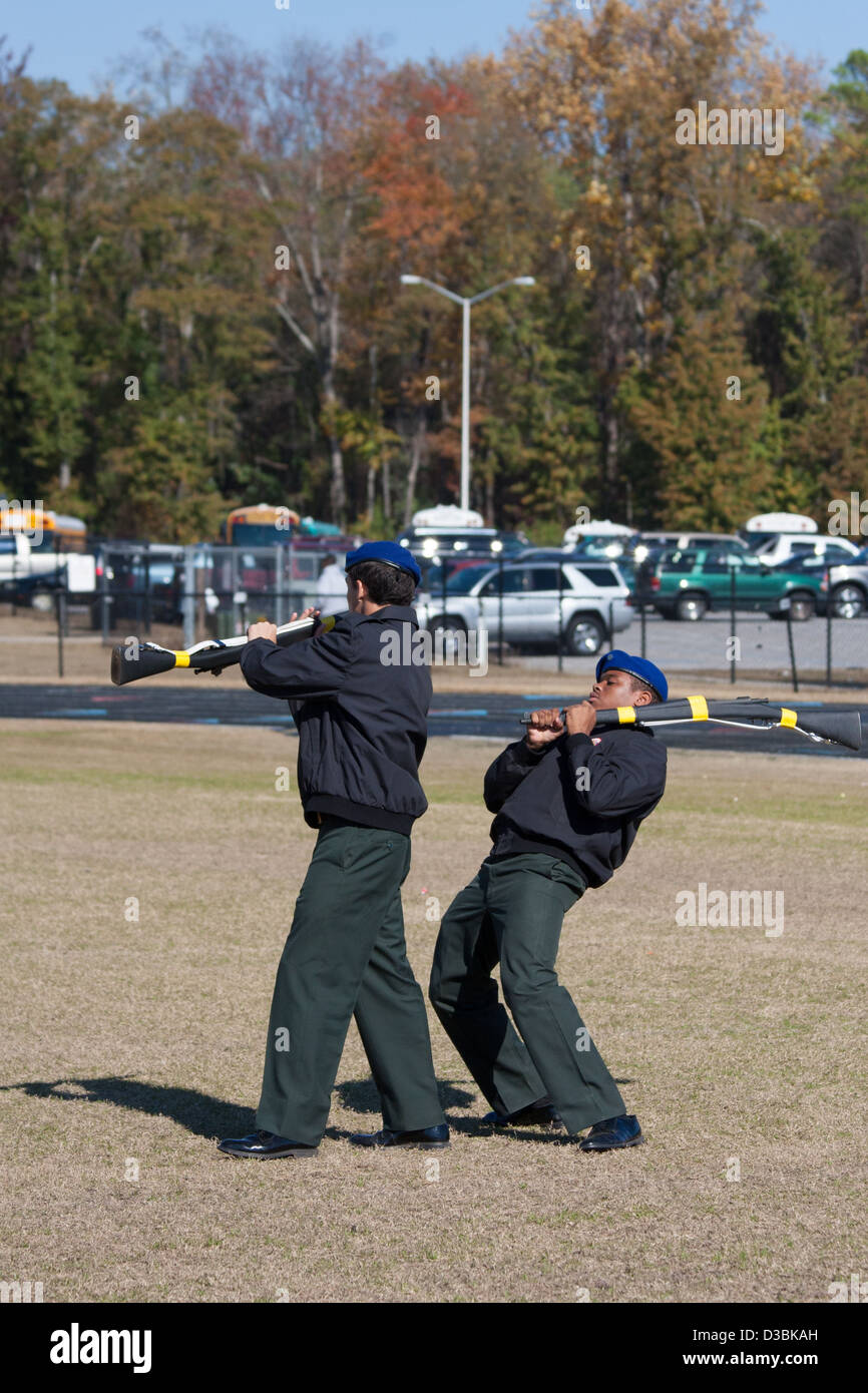 JROTC Drill Competition With Arms Stock Photo