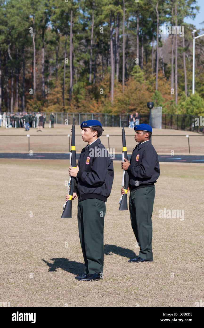 JROTC Drill Competition With Arms Stock Photo