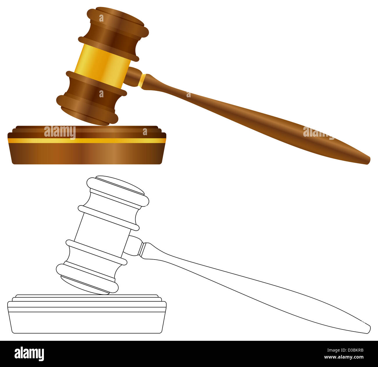 Judge gavel on a white background. Vector illustration Stock Photo - Alamy