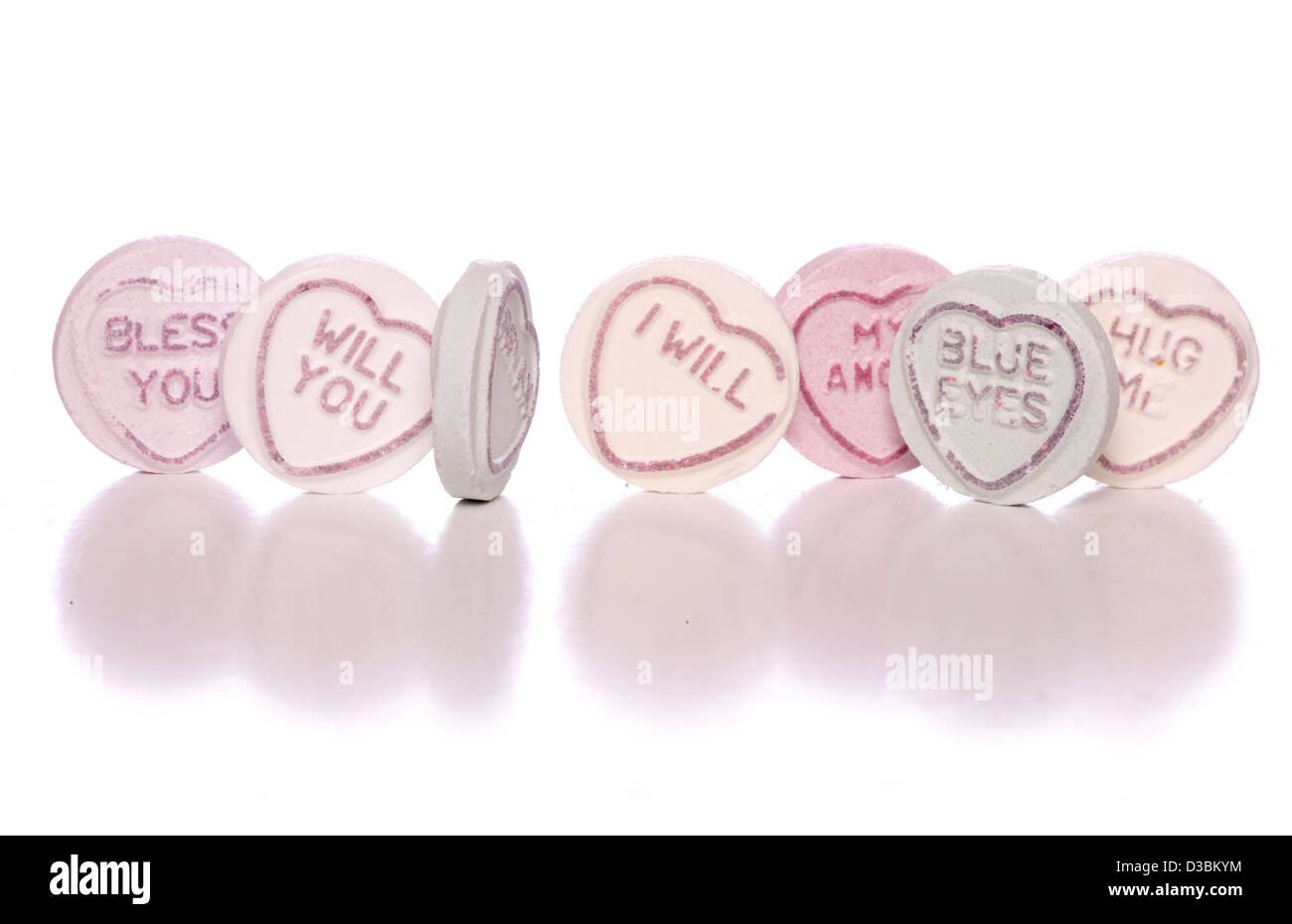 Love Heart Sweets With Messages To Loved Ones On Them Stock Photo - View #4