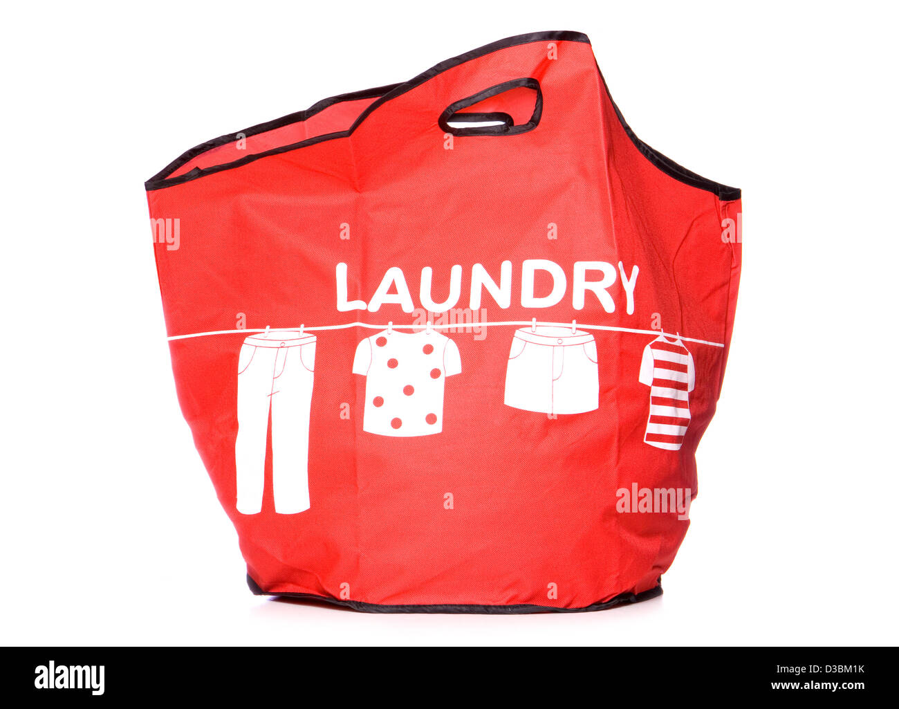 red Laundry carry bag studio cut out Stock Photo