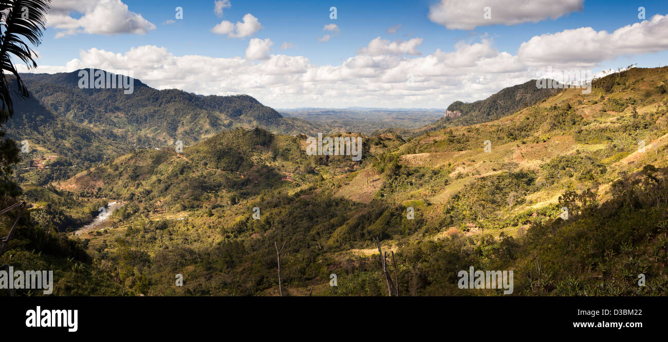 Madagascar, Ranomafana, deforested hills outside National Park boundary, panoramic Stock Photo