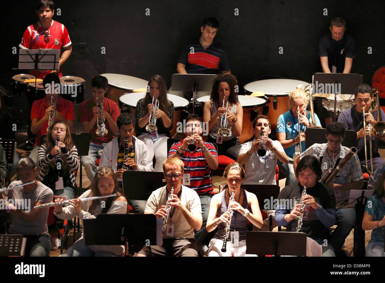 Orquesta Juvenil del Sodre rehearsal in Panama City, Panama Stock Photo
