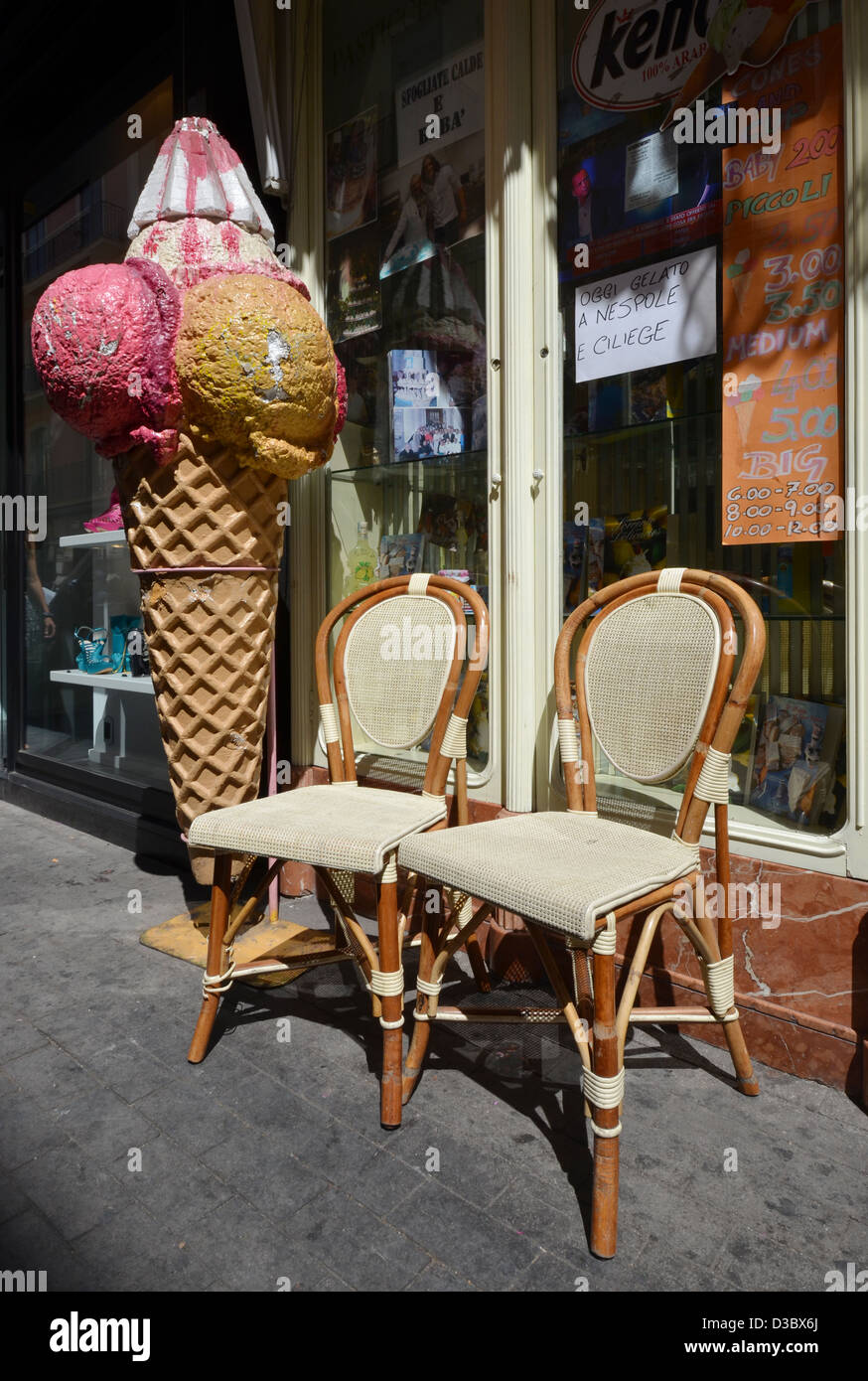 An ice cream gelato shop in Sorrento on the Amalfi Coast of Italy Stock