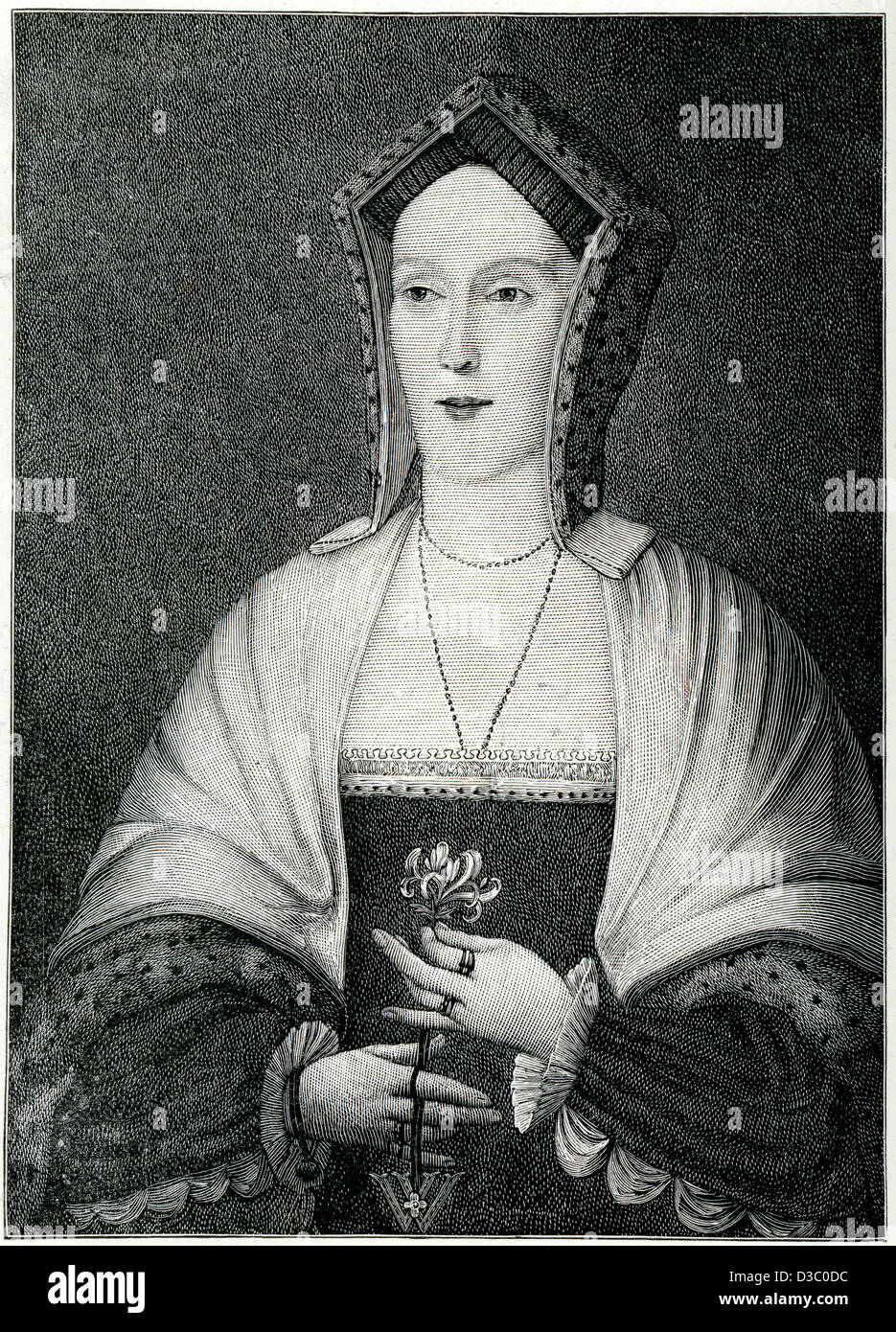 Vintage engraving of Margaret Pole the Blessed, Countess of Salisbury Stock Photo