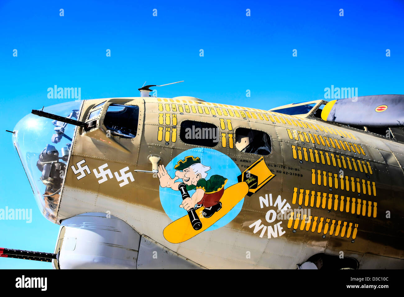 WWII Boeing B17G Flying Fortress nose art Stock Photo